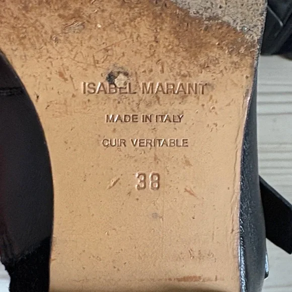 Isabel Marant Black Leather & Suede Buckle Ankle Boots - Picture 5 of 6